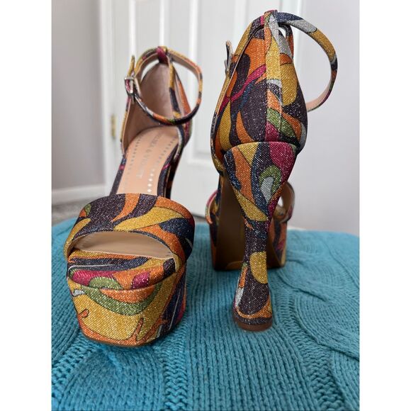 Chelsea & Violet Indi Vintage Print Platform Sandals - Picture 5 of 7
